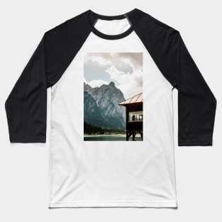 Lake House in the Mountains Landscape Baseball T-Shirt